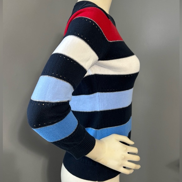 Brooks Brothers Red white Blue Striped Crewneck 3/4 sleeve Sweater - Picture 2 of 7